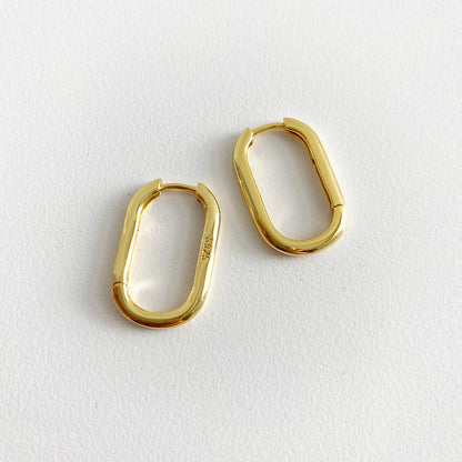 big oval earrings 18k gold plated sterling silver