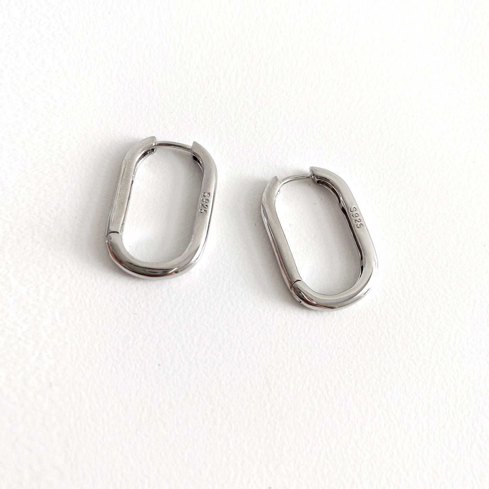 big oval earrings 18k white gold plated sterling silver