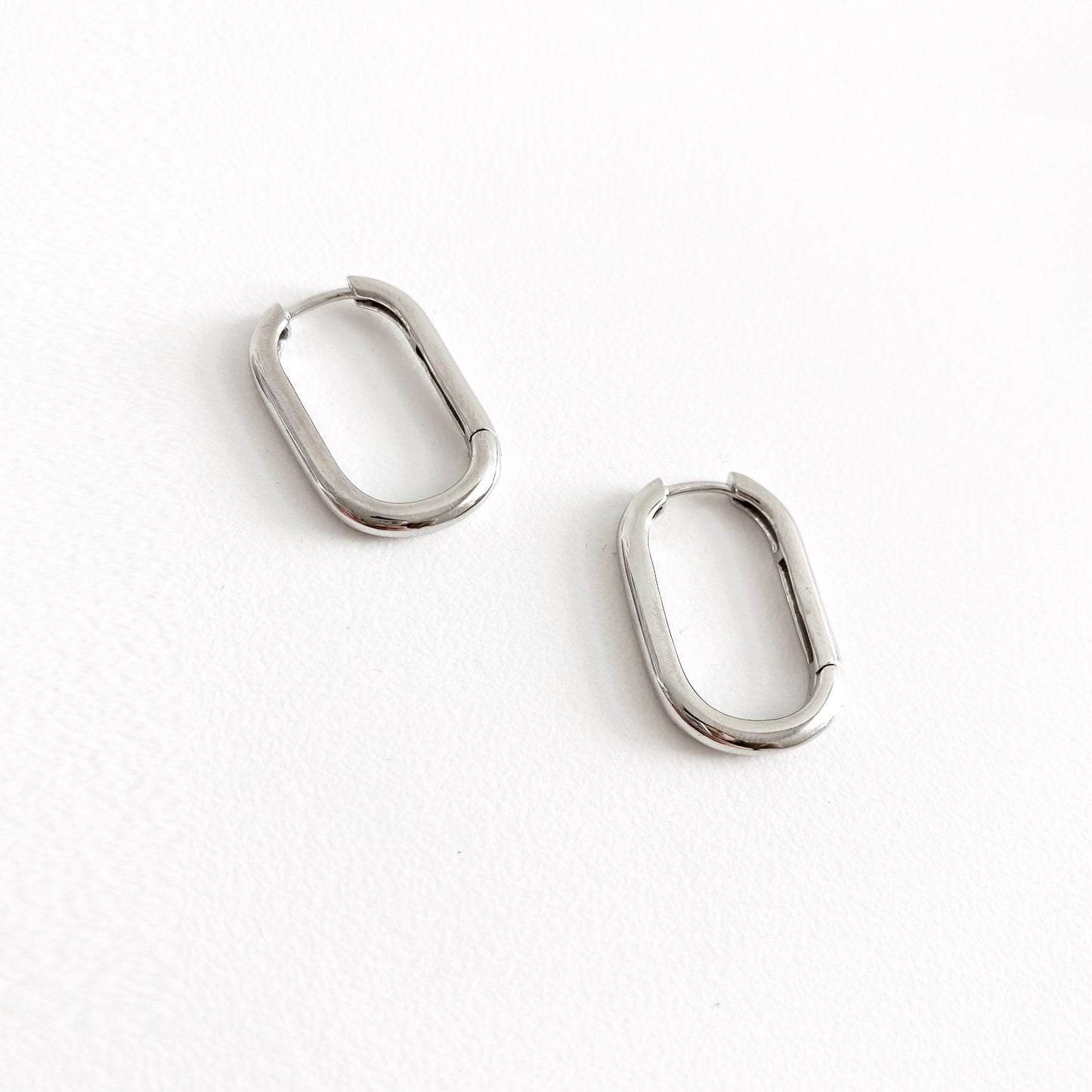 big oval earrings 18k white gold plated sterling silver