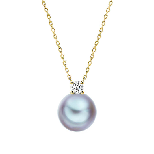 blue akoya pearl diamond necklace 18k gold