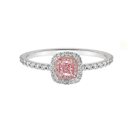 cushion pink diamond ring 18k white gold