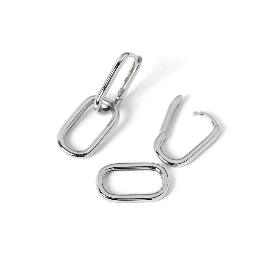 double oval earrings 18k white gold plated sterling silver