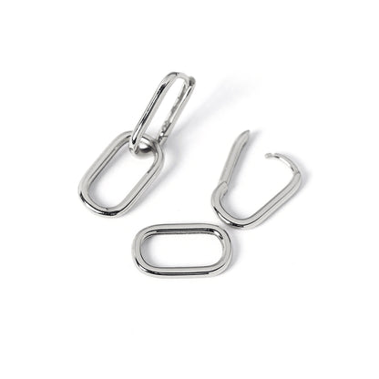 double oval earrings 18k white gold plated sterling silver