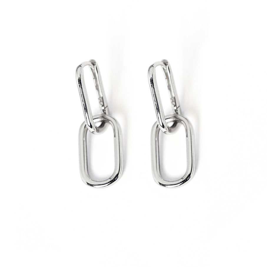 double oval earrings 18k white gold plated sterling silver