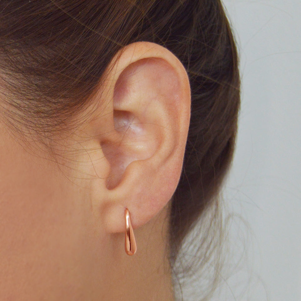  drop earrings 18k rose gold plated sterling silver on ear