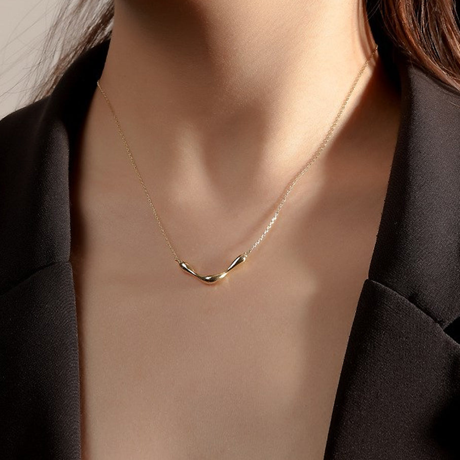 drop necklace 18k gold plated sterling silver on neck