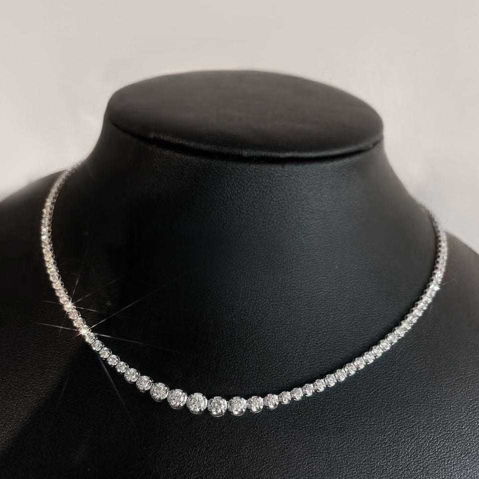 graduated tennis necklace 18k white gold diamonds 3.0ct