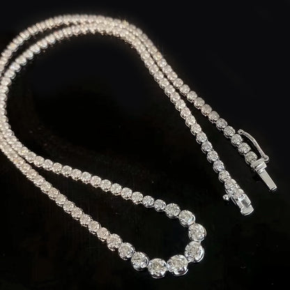 graduated tennis necklace 18k white gold diamonds 3.0ct