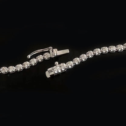 graduated tennis necklace 18k white gold diamonds 3.0ct