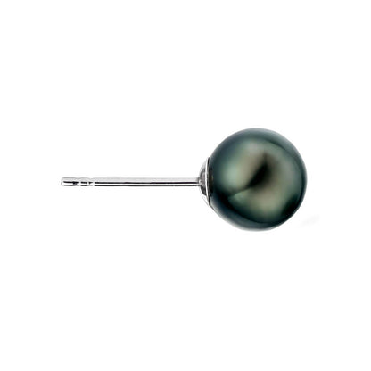 green tahitian pearl diamond earrings 18k white gold