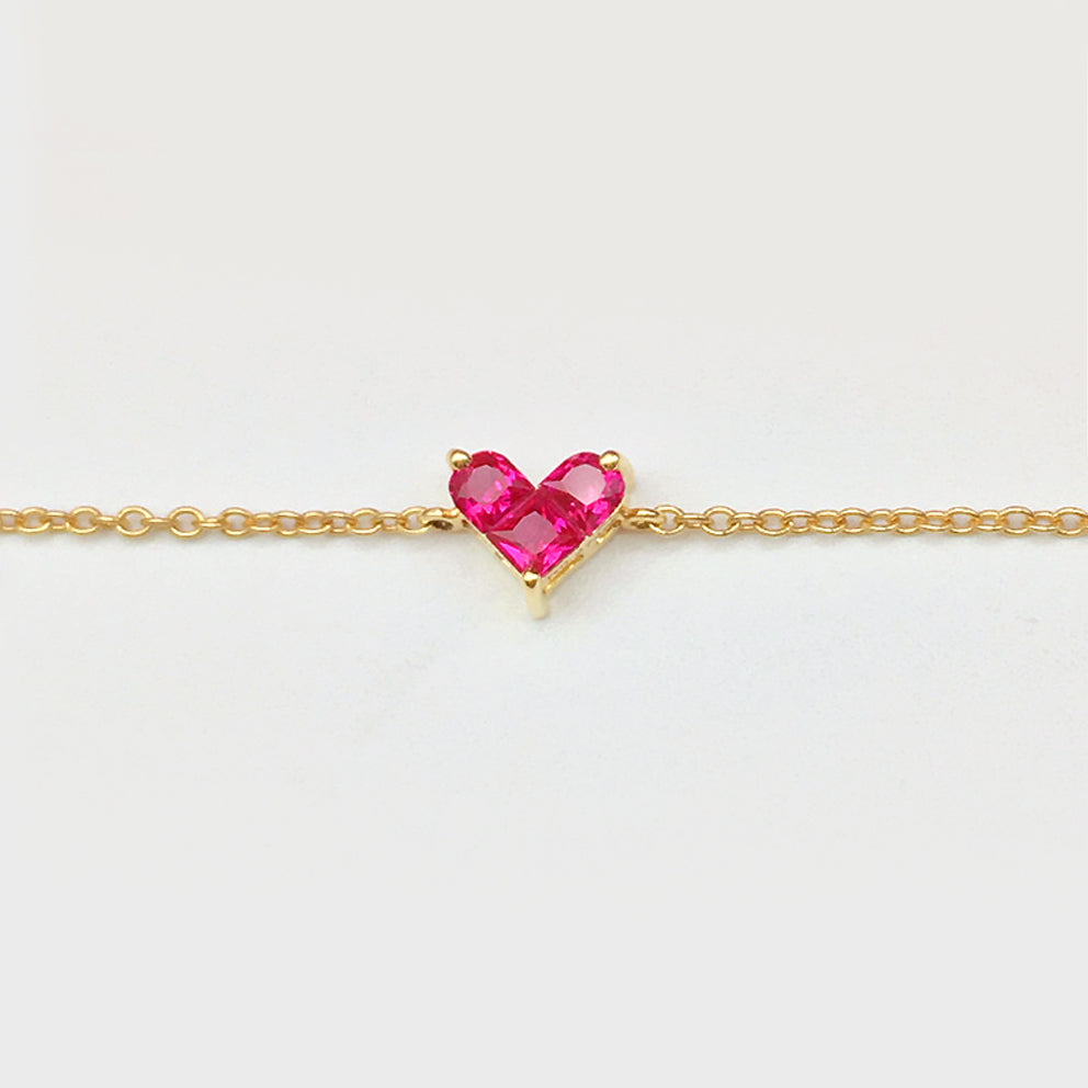 0.27ct ruby by heart bracelet 18k gold