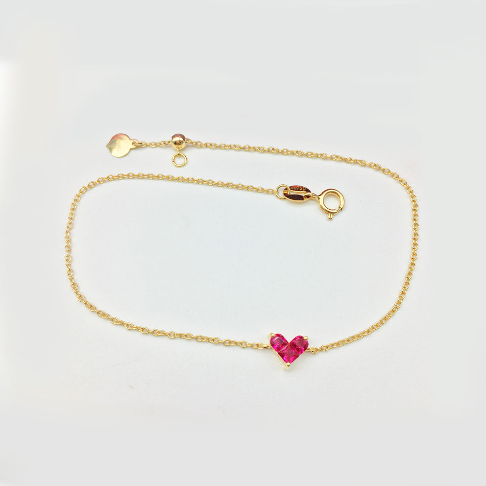 0.27ct ruby by heart bracelet 18k gold