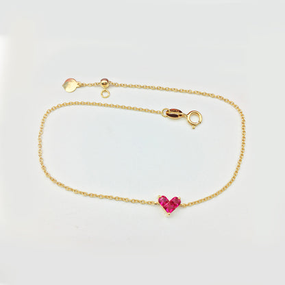 0.27ct ruby by heart bracelet 18k gold