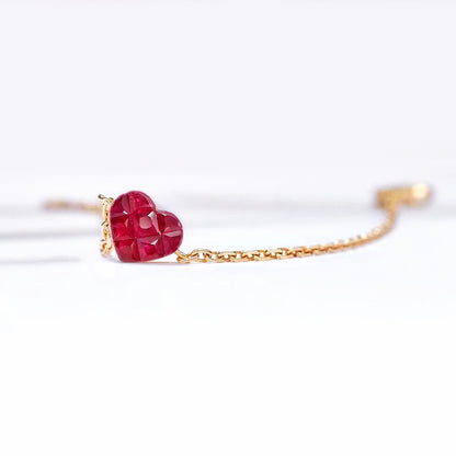 0.5ct ruby by heart necklace 18k gold