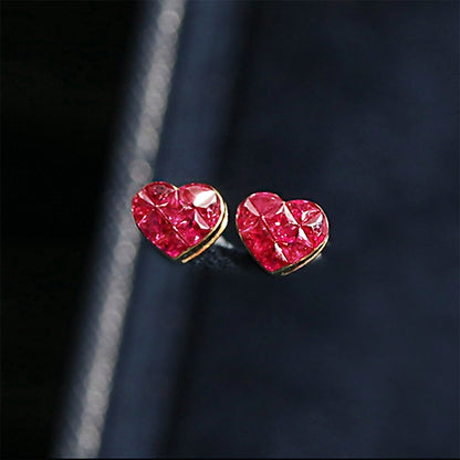 1ct ruby by heart earrings 18k gold