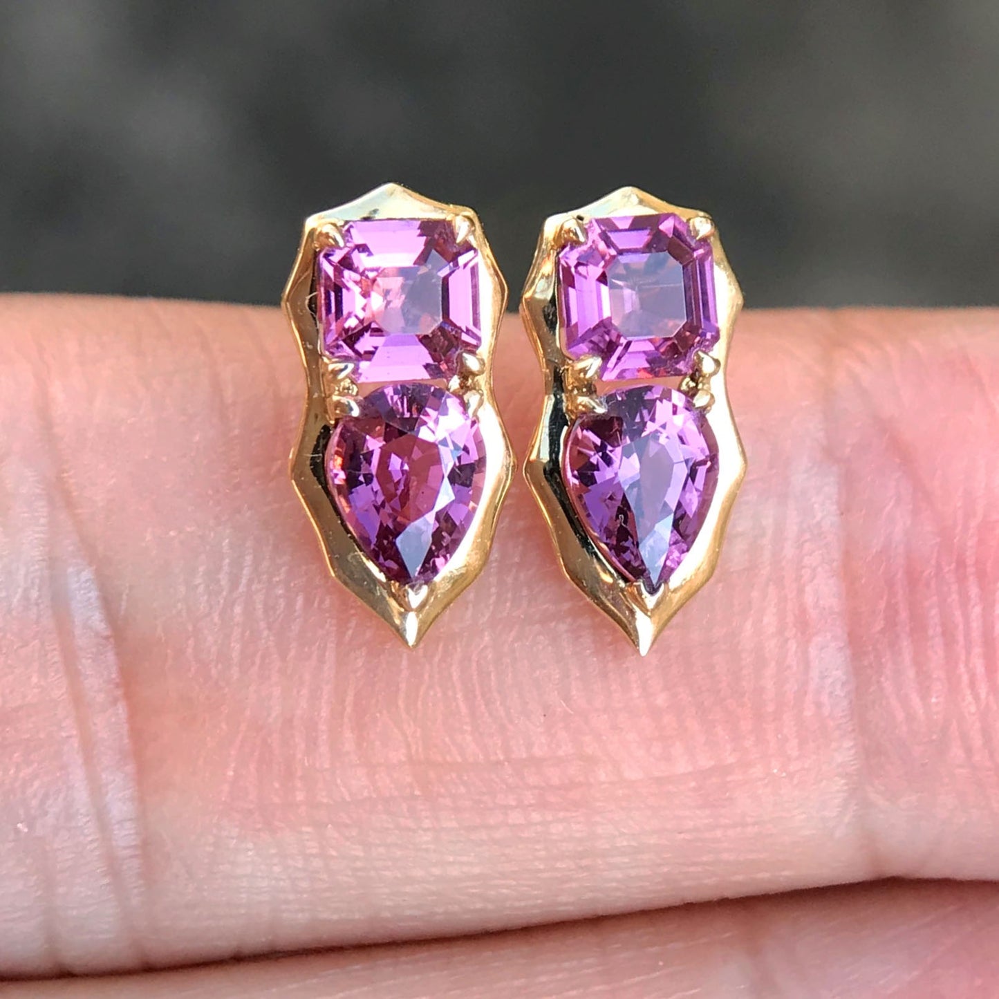 pink spinel earrings 18k gold