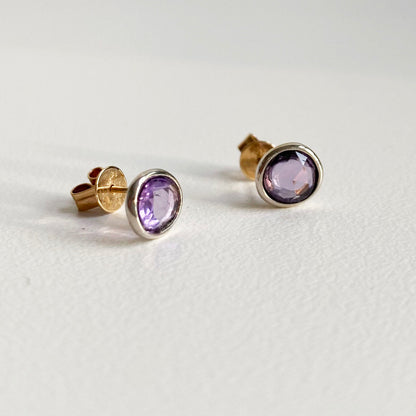 purple sapphire earrings 18k white gold