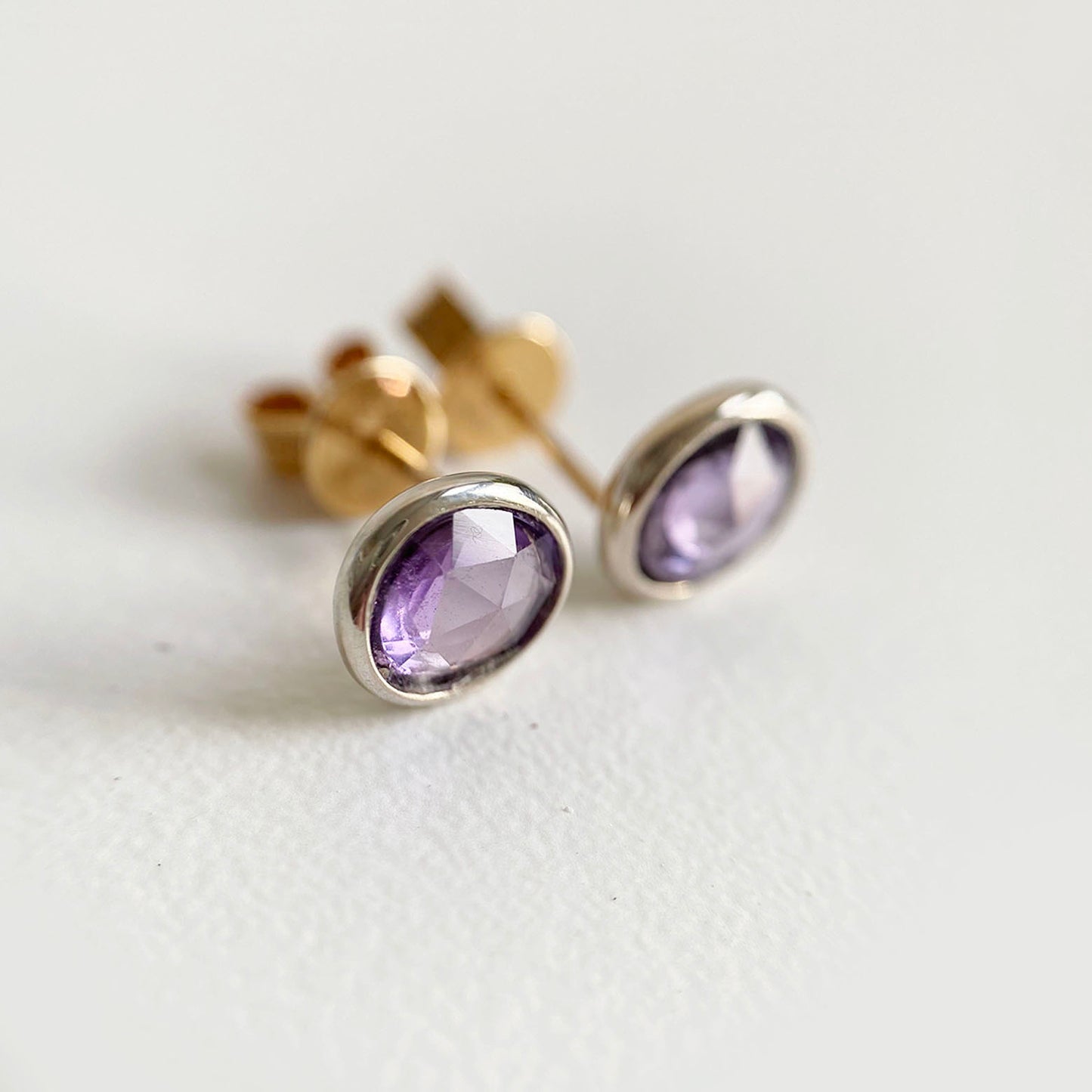 purple sapphire earrings 18k white gold