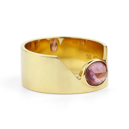 rosewood pink sapphire cigar ring 18k gold