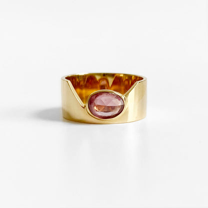 rosewood pink sapphire cigar ring 18k gold