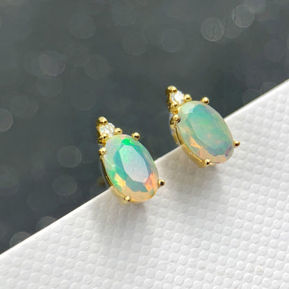 opal diamond earrings 18k gold