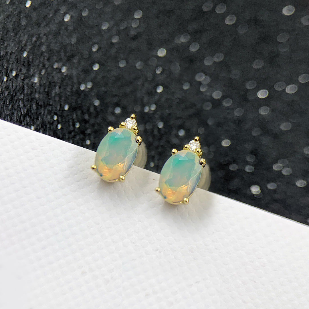 opal diamond earrings 18k gold