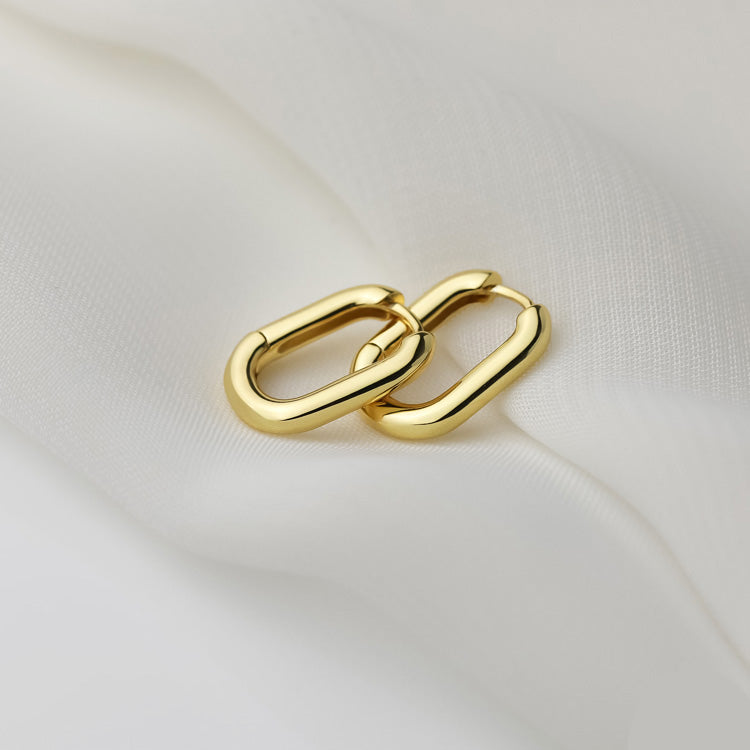 small oval earrings 18k gold plated sterling silver