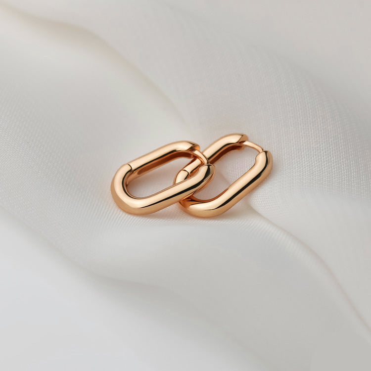 small oval earrings 18k rose gold plated sterling silver