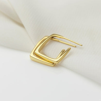 square earrings 18k gold plated sterling silver