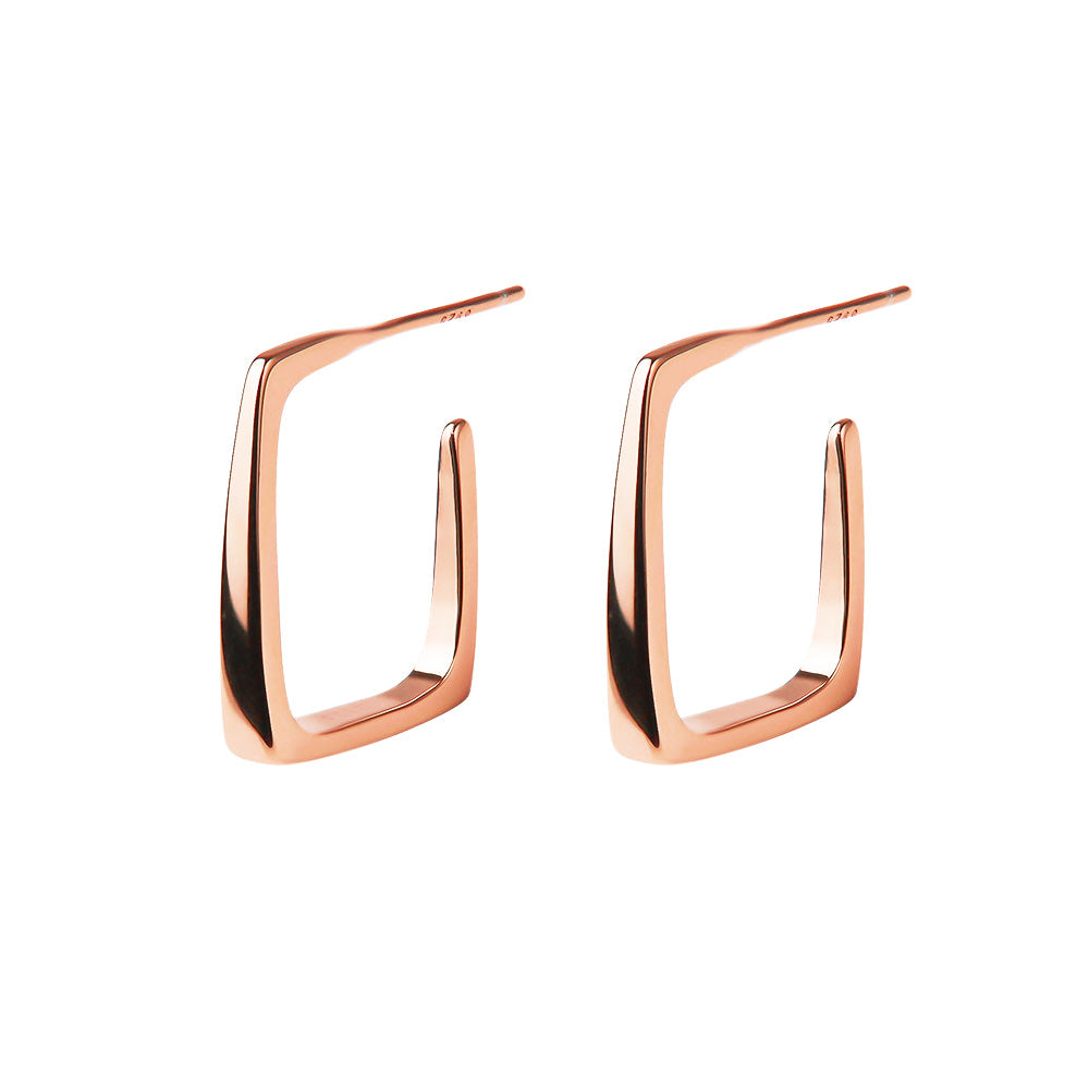 square earrings 18k rose gold plated sterling silver