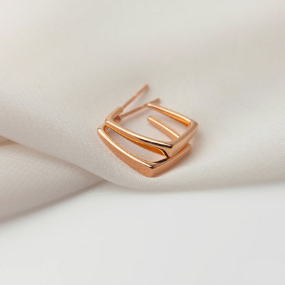 square earrings 18k rose gold plated sterling silver