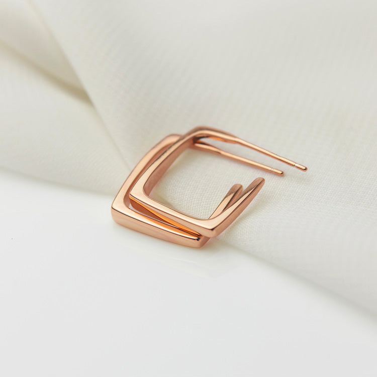 square earrings 18k rose gold plated sterling silver