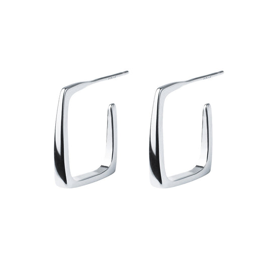 square earrings 18k white gold plated sterling silver