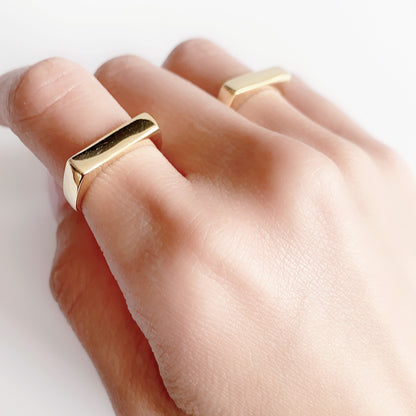 square ring 18k gold plated sterling silver on hand