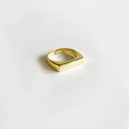 square ring 18k gold plated sterling silver