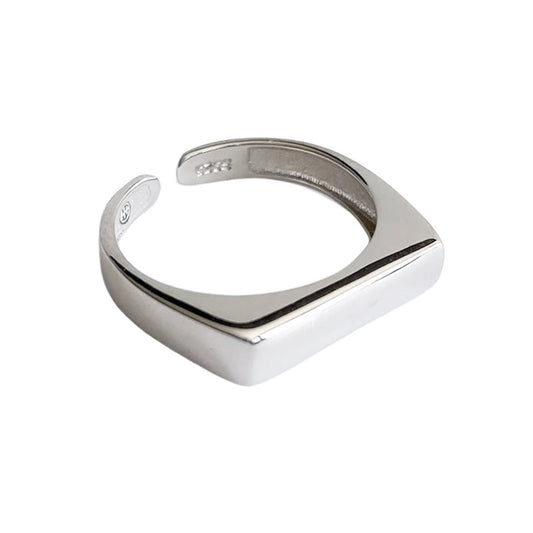 square ring 18k white gold plated sterling silver