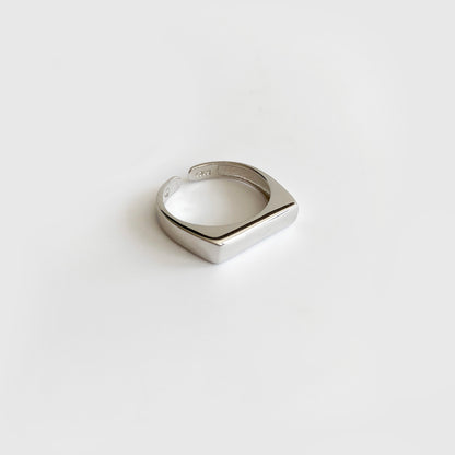 square ring 18k white gold plated sterling silver