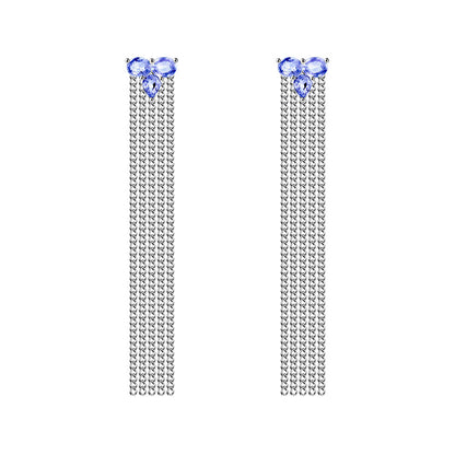 tanzanite 2ct earrings with chains 18k white gold