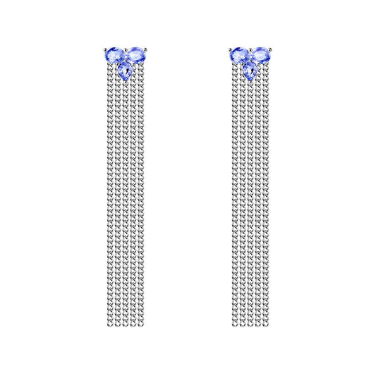 tanzanite 2ct earrings with chains 18k white gold