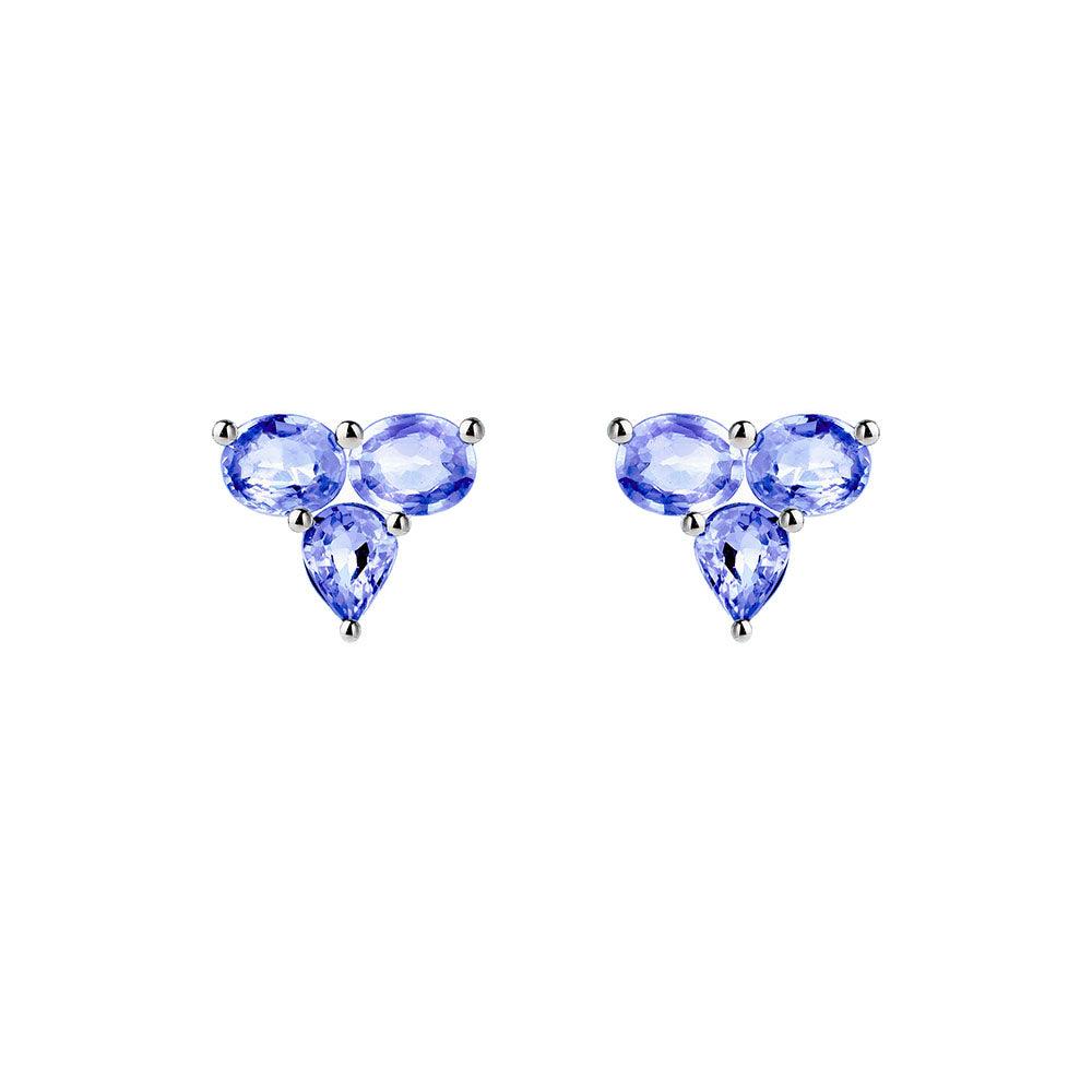 tanzanite 2ct earrings with chains 18k white gold