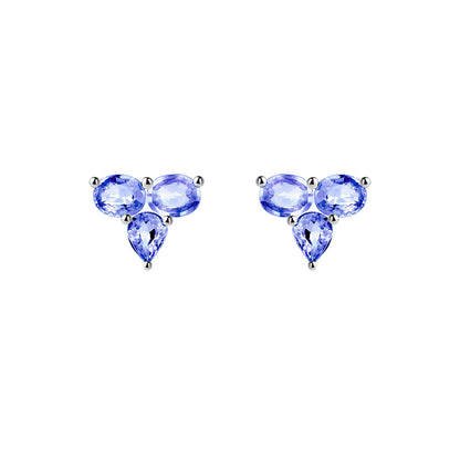 tanzanite 2ct earrings with chains 18k white gold