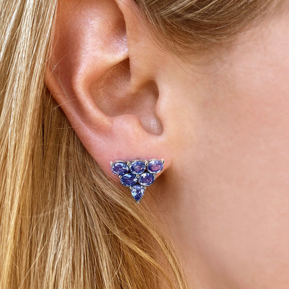 tanzanite 42ct earrings 18k white gold on ear