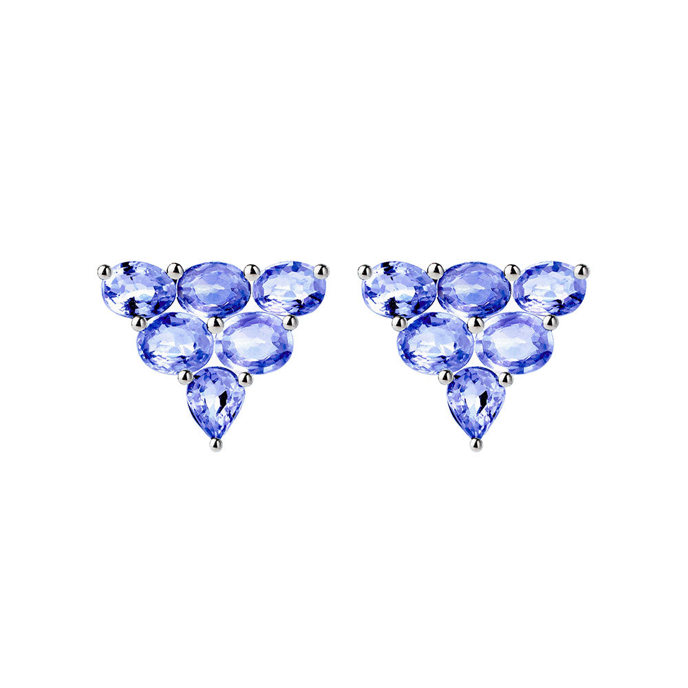 tanzanite 4ct earrings with chains 18k white gold