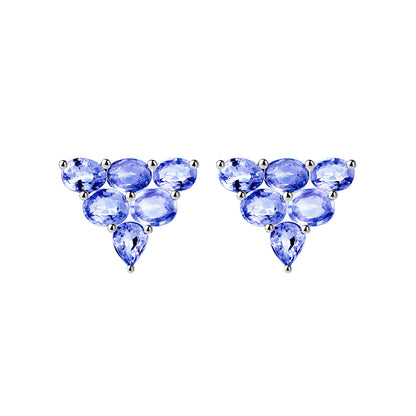 tanzanite 4ct earrings with chains 18k white gold