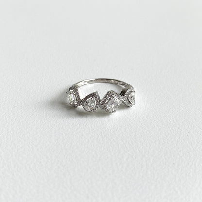 mixed-cut diamond ring 18k white gold