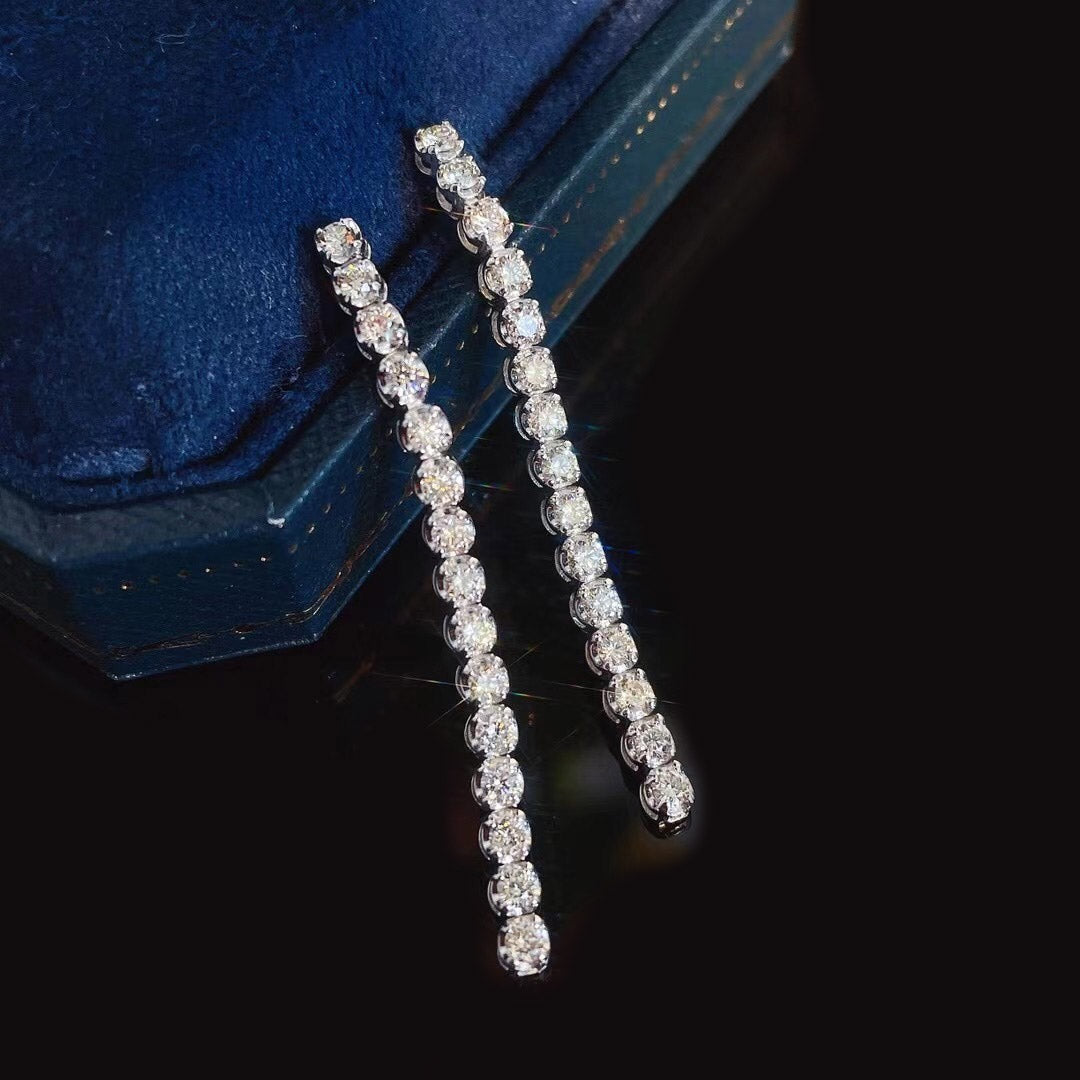 tennis earrings 18k white gold diamonds 1.0ct