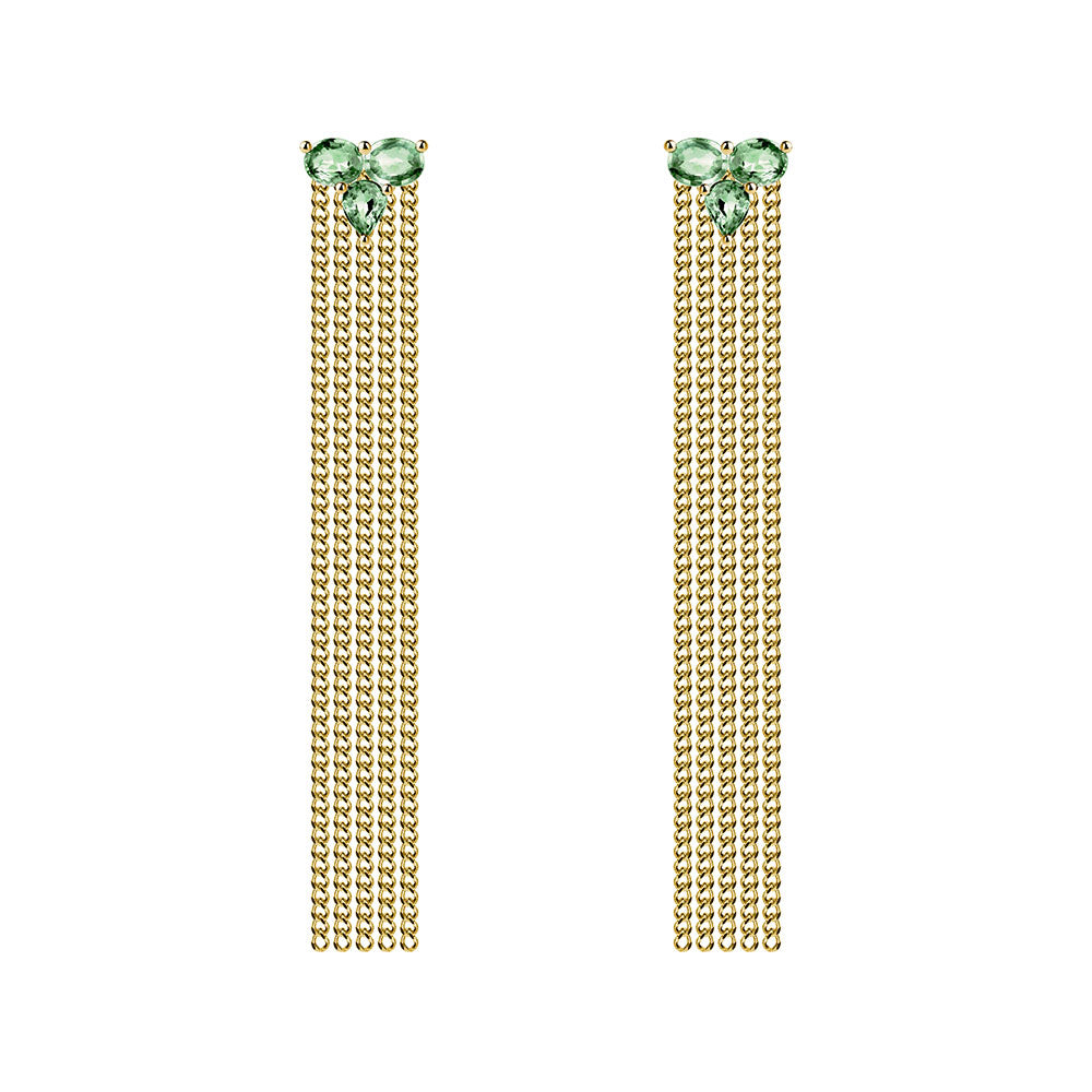 tourmaline 2ct earrings with chains 18k gold