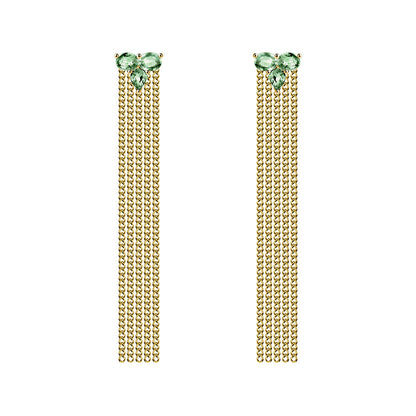 tourmaline 2ct earrings with chains 18k gold