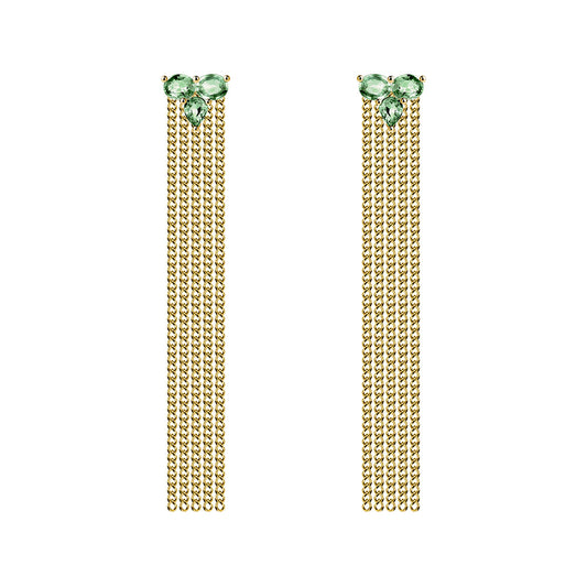 tourmaline 2ct earrings with chains 18k gold