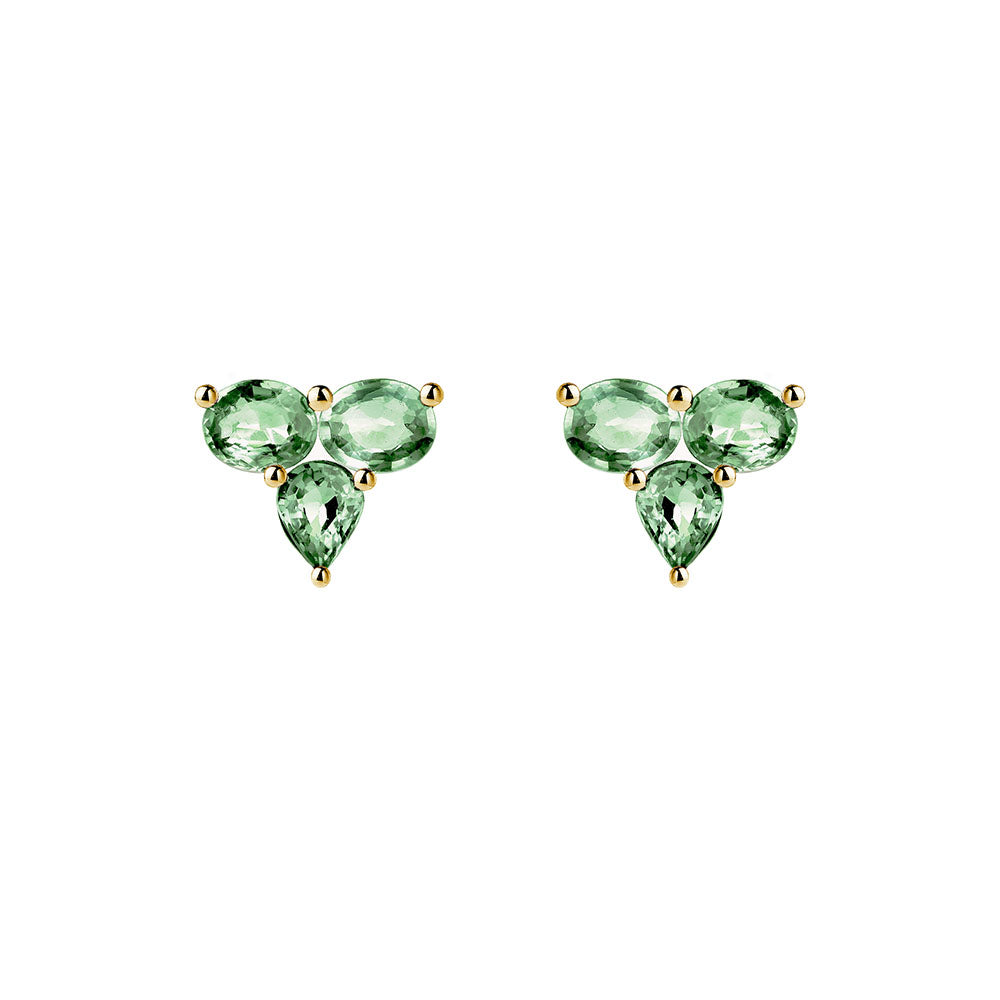 tourmaline 2ct earrings with chains 18k gold